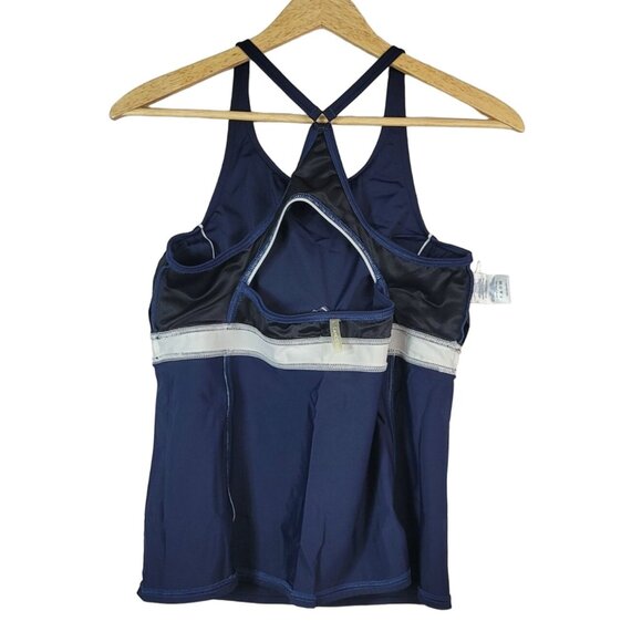 Lands' End Womens Tankini Blue Size 12 Shelf Bra Modest Scoop Neck Racerback - Picture 6 of 10